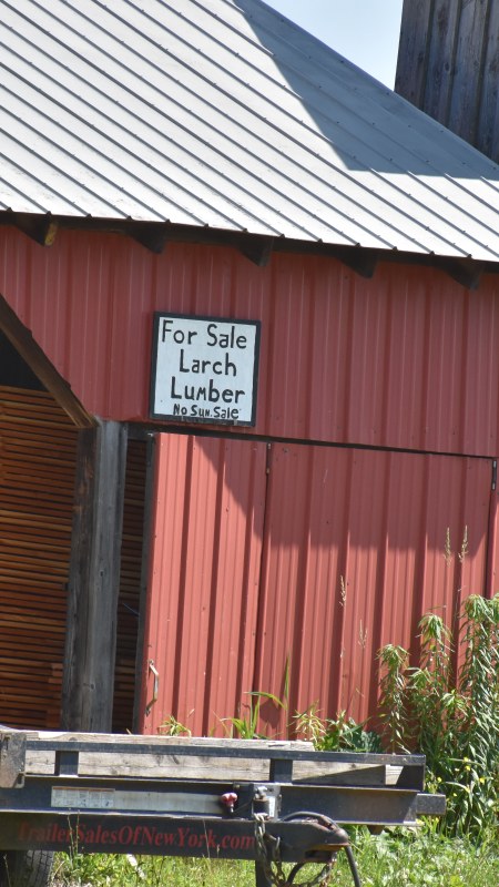 Larch Lumber for sale sign