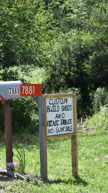 Custom built sheds and picnic tables along NY's Amish Trail