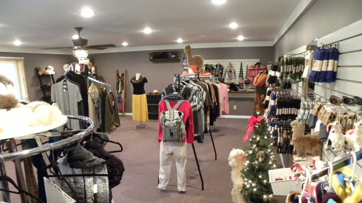 Inside the store at Cozy Cabin Alpaca Farm