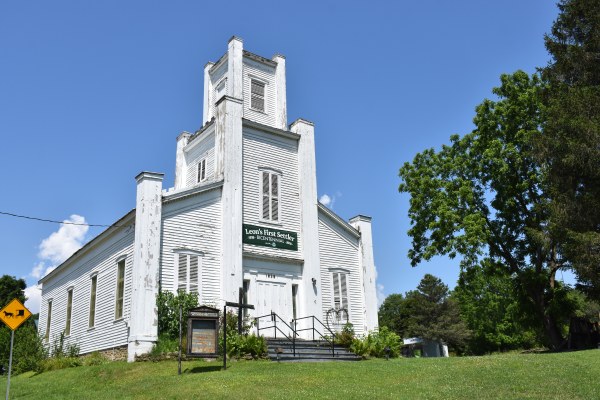 A Summer view of the historic church in Leon, NY
