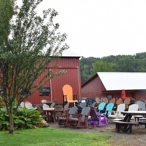 Chairs and more out front of the shop