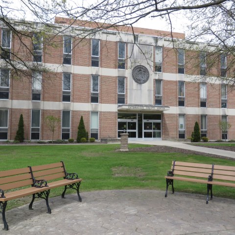 Cattaraugus County Center Building in springtime 